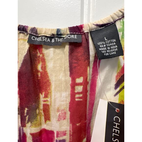 NWT Chelsea & Theodore Women’s Cotton Smocked Voile Midi Dress Size L Multicolor - Picture 4 of 7